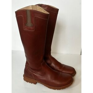 Bogs Pearl Tall Cinnamon Leather Boots Womens 6.5 Brown Knee High Zipper